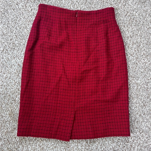 Vintage Rena Rowan Elegant Red Pencil Tweed Skirt Office Formal Retro - Picture 3 of 6